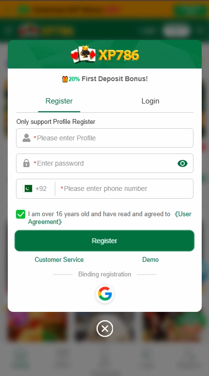 XP786 Register & Login